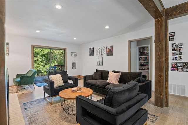 living room featuring light hardwood / wood-style flooring