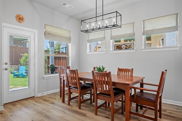 dining room featuring light hardwood / wood-style floors