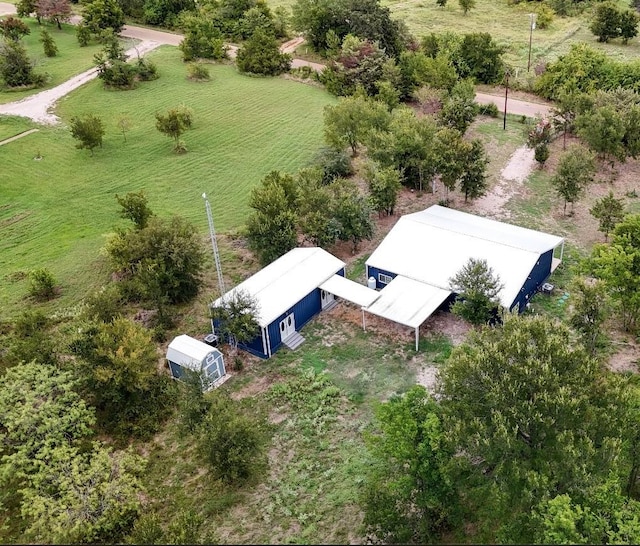 drone / aerial view with a rural view