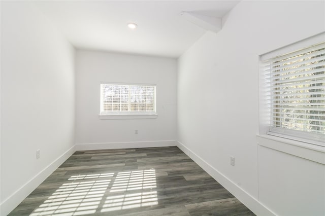 spare room featuring dark hardwood / wood-style flooring