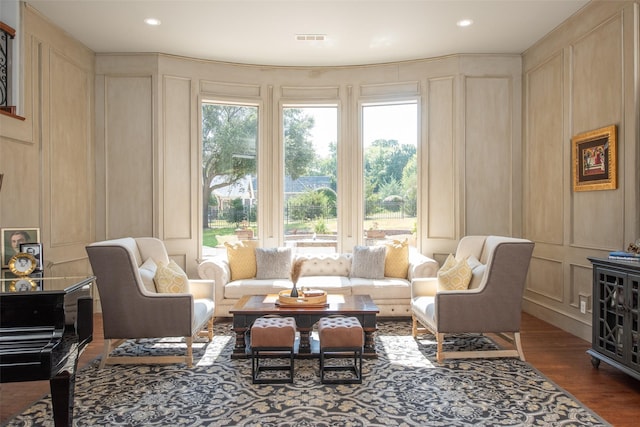 336 Oakwood Trl, Fairview, TX 75069 - living area featuring a decorative wall, wood finished floors, healthy amount of natural light, and recessed lighting