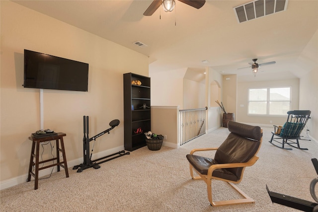 living area with carpet floors