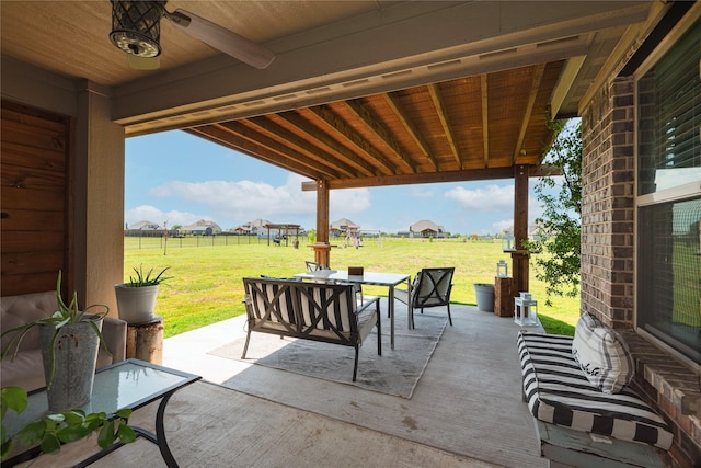 view of patio / terrace featuring an outdoor hangout area