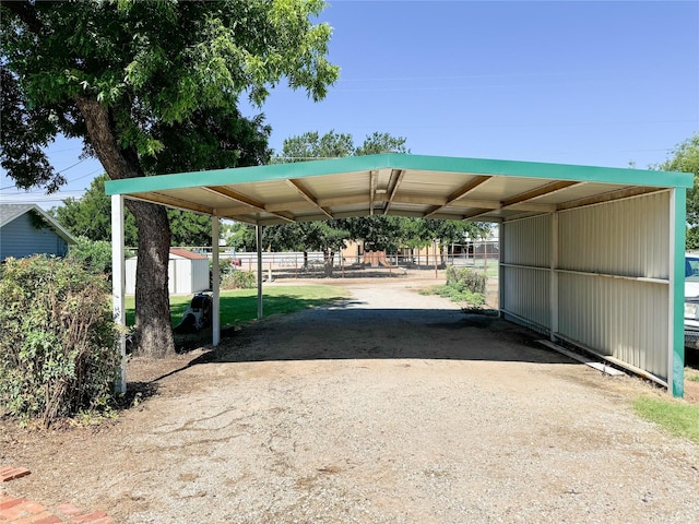 view of car parking featuring a carport