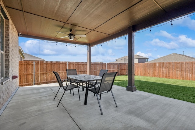 view of patio / terrace with ceiling fan