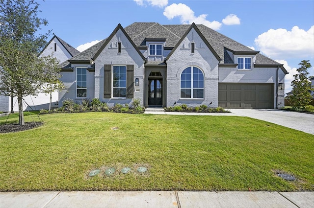 view of front of home with a garage and a front yard