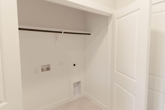 clothes washing area featuring electric dryer hookup, hookup for a washing machine, and gas dryer hookup