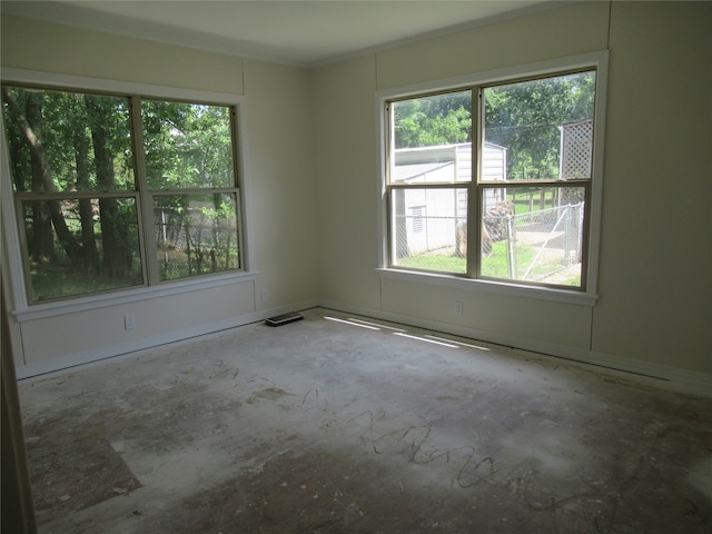 unfurnished room featuring a healthy amount of sunlight