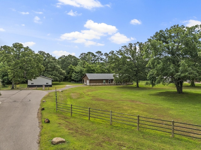 exterior space with a rural view