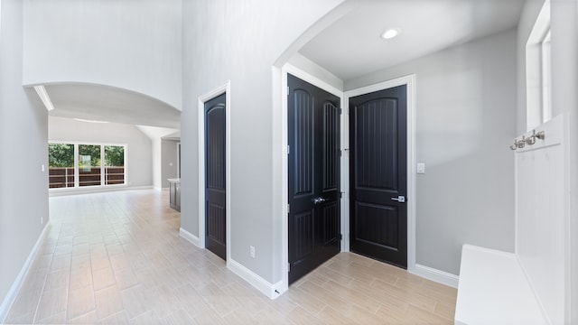 hallway featuring light wood-type flooring