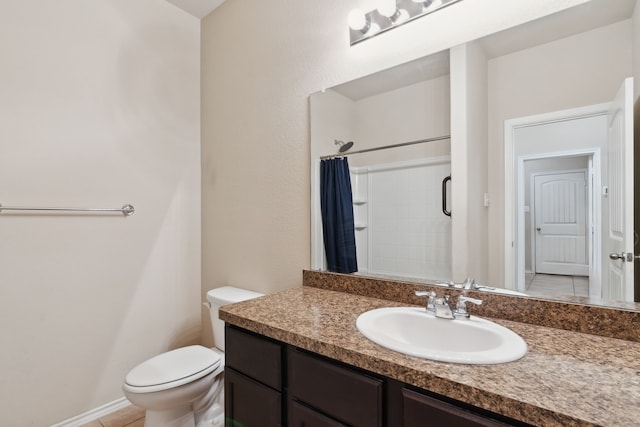 bathroom with tile patterned floors, vanity, and toilet