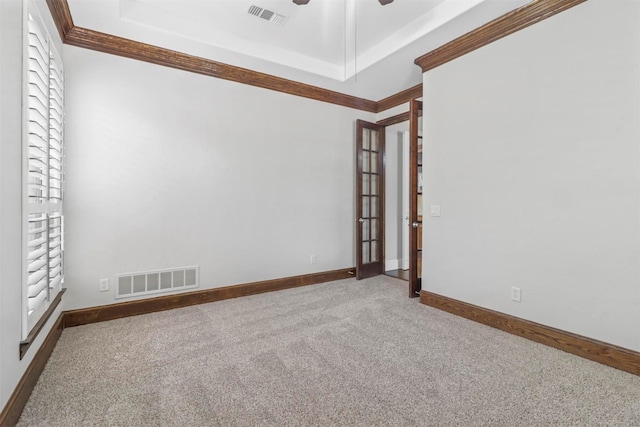 carpeted empty room with ceiling fan