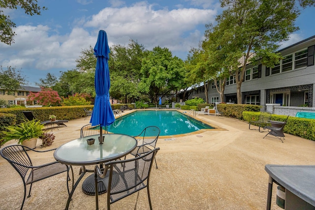 view of pool featuring a patio area