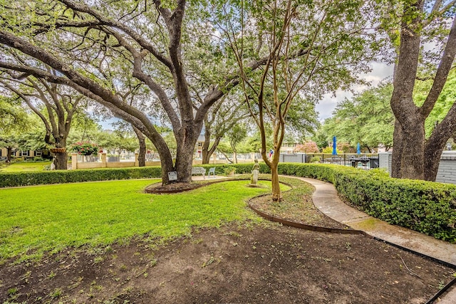 view of property's community featuring a lawn