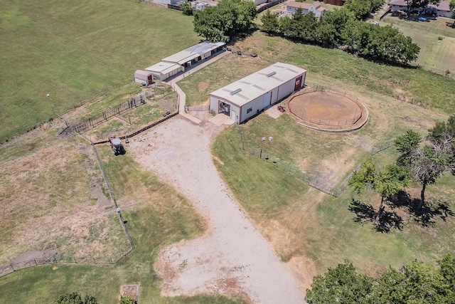 birds eye view of property featuring a rural view