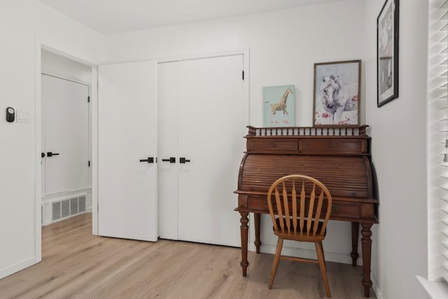 interior space with light hardwood / wood-style floors