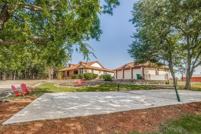 exterior space with a garage