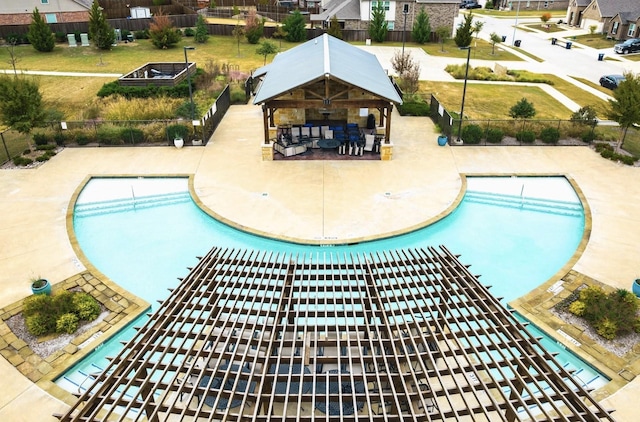 view of pool with a gazebo and a patio