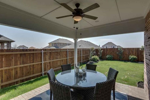 view of patio with ceiling fan