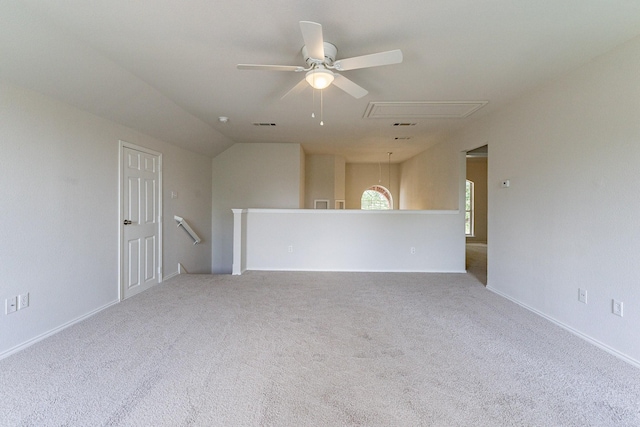 carpeted empty room with ceiling fan