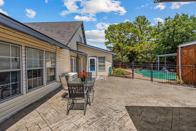 view of patio featuring a fenced in pool