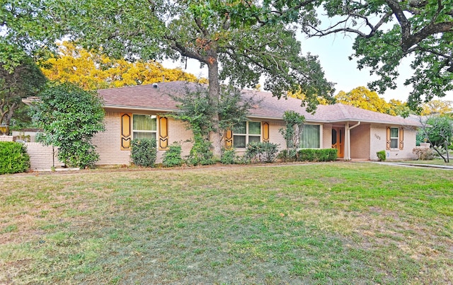 ranch-style home with a front lawn