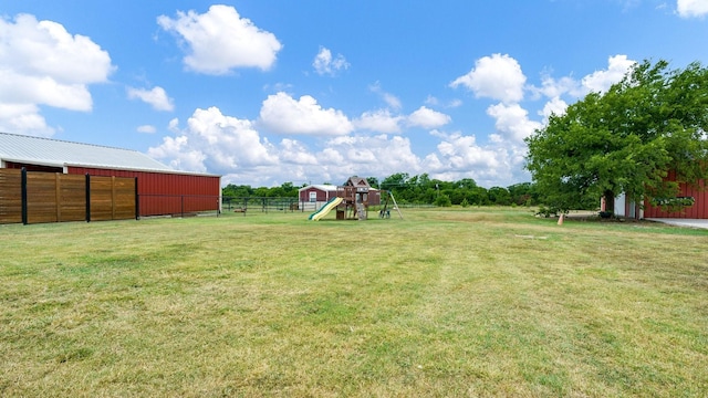 view of yard with a playground