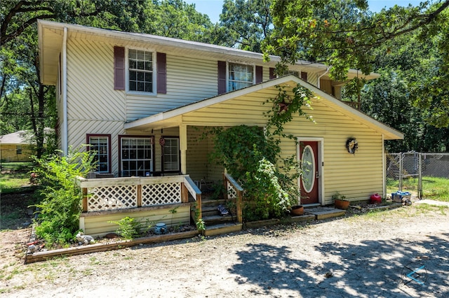 view of front property with covered porch