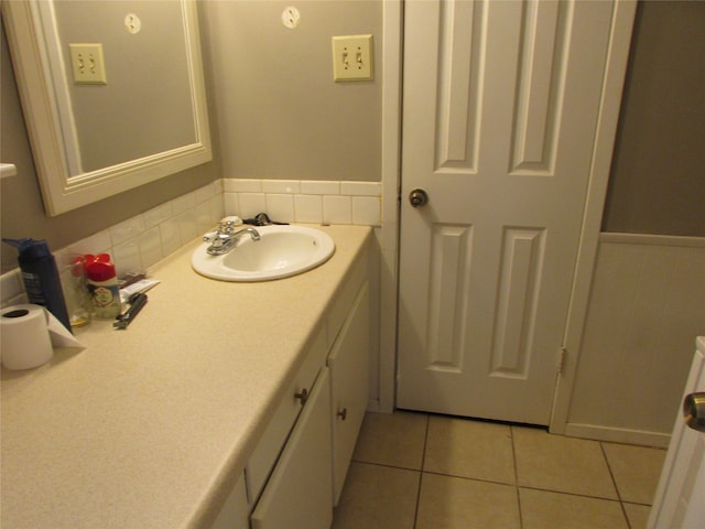 bathroom with vanity and tile patterned floors