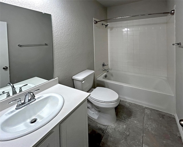 full bathroom with vanity, shower / bath combination, and toilet