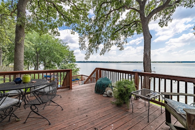 deck with a water view