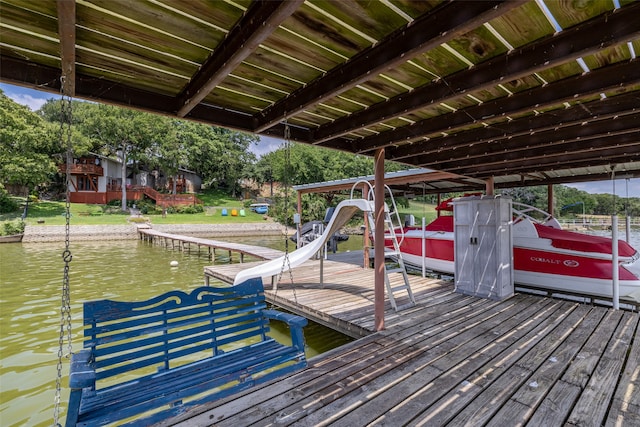 view of dock featuring a water view