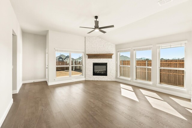 living room with lofted ceiling, ceiling fan, and light hardwood / wood-style flooring