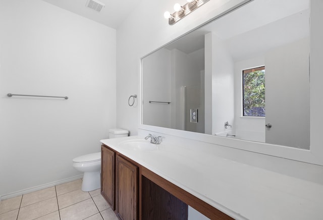 bathroom with tile patterned floors, toilet, and vanity