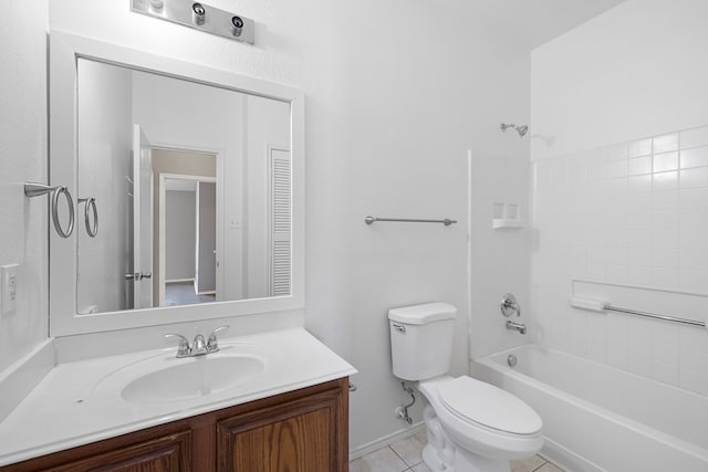 full bathroom featuring tile patterned floors, vanity, toilet, and shower / bath combination