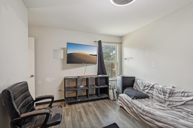 living room with hardwood / wood-style flooring