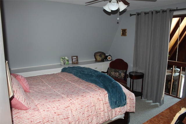 bedroom featuring carpet floors and ceiling fan