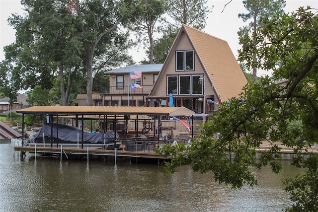 dock area featuring a water view