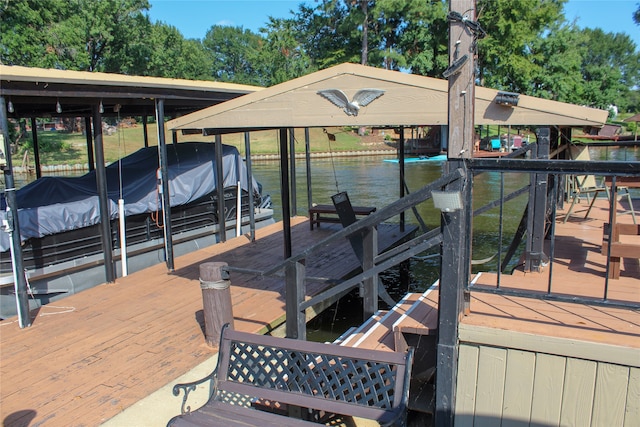 view of dock featuring a water view