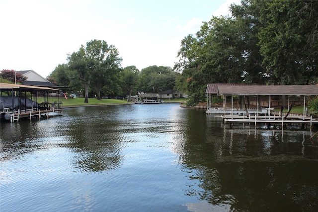 view of dock featuring a water view