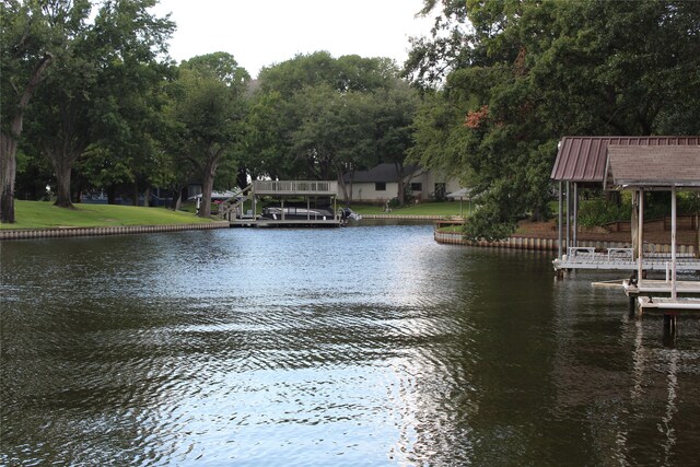 property view of water with a boat dock