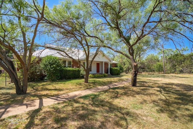 view of front of home featuring a front lawn