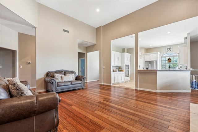 living room featuring light hardwood / wood-style floors