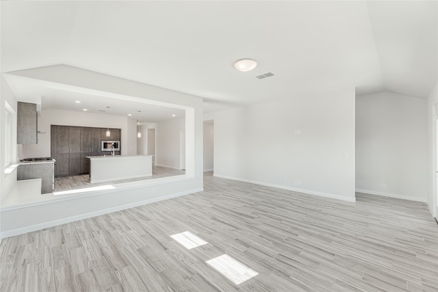 unfurnished living room featuring light hardwood / wood-style floors