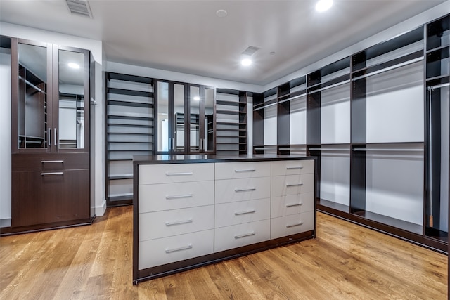 spacious closet featuring light wood-type flooring