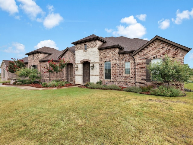 view of front of home featuring a front lawn