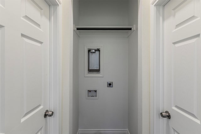 washroom with hookup for a washing machine and hookup for an electric dryer