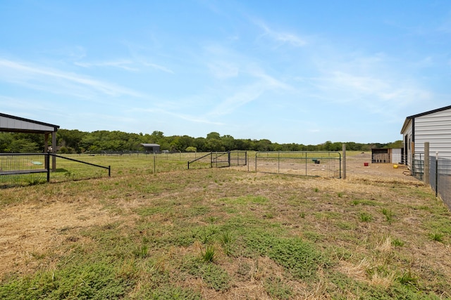 view of yard with a rural view