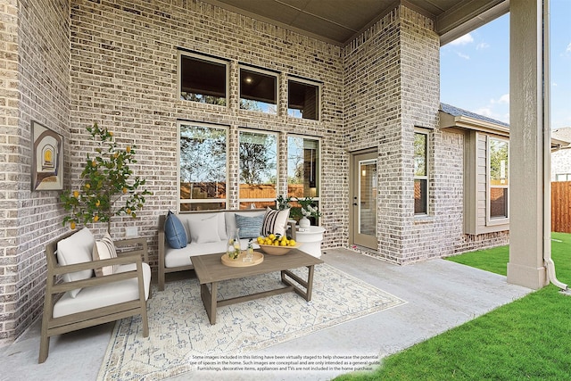 view of patio with an outdoor living space