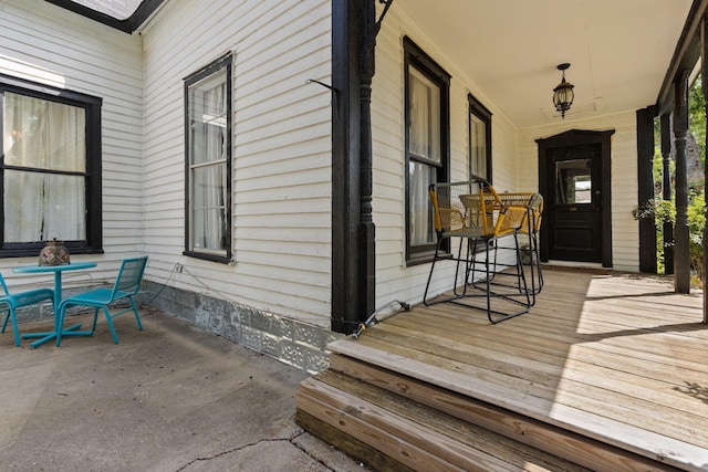 deck featuring a porch